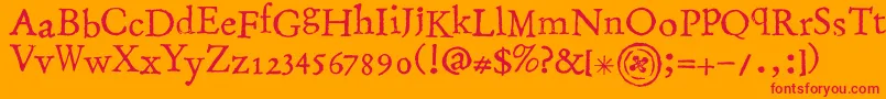StampingNico-Schriftart – Rote Schriften auf orangefarbenem Hintergrund