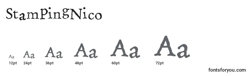 StampingNico Font Sizes