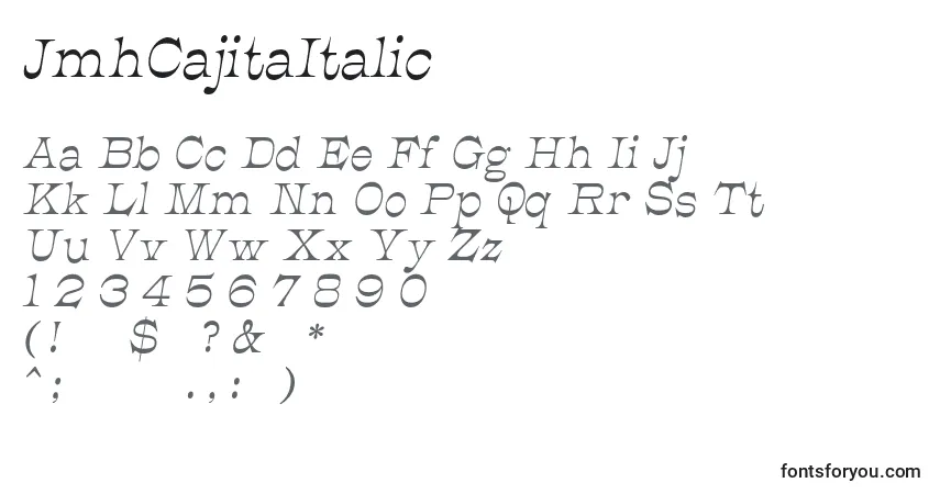 JmhCajitaItalicフォント–アルファベット、数字、特殊文字