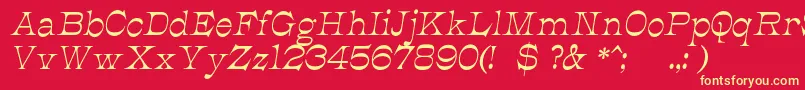 フォントJmhCajitaItalic – 黄色の文字、赤い背景