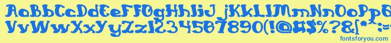 フォントEverlastingSongBold – 青い文字が黄色の背景にあります。