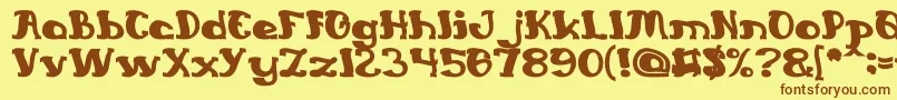 フォントEverlastingSongBold – 茶色の文字が黄色の背景にあります。