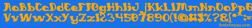 フォントEverlastingSongBold – オレンジ色の文字が青い背景にあります。