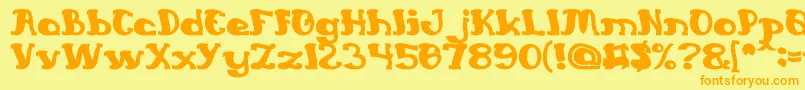 フォントEverlastingSongBold – オレンジの文字が黄色の背景にあります。