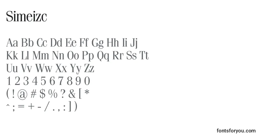 Schriftart Simeizc – Alphabet, Zahlen, spezielle Symbole