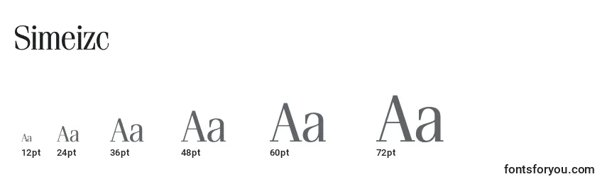 Größen der Schriftart Simeizc