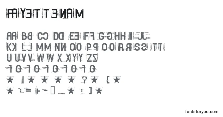 Czcionka Fayettenam – alfabet, cyfry, specjalne znaki