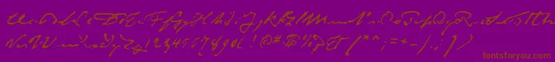 P22monetImpressionist-Schriftart – Braune Schriften auf violettem Hintergrund