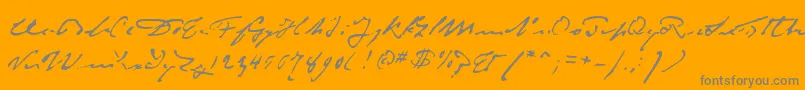 P22monetImpressionist-Schriftart – Graue Schriften auf orangefarbenem Hintergrund