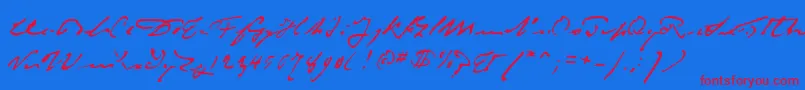 P22monetImpressionist-Schriftart – Rote Schriften auf blauem Hintergrund