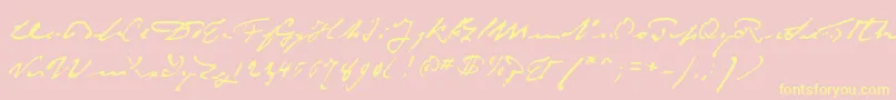 P22monetImpressionist-Schriftart – Gelbe Schriften auf rosa Hintergrund