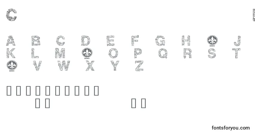 Fuente CfmotherboarddemoRegular - alfabeto, números, caracteres especiales