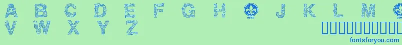 Fonte CfmotherboarddemoRegular – fontes azuis em um fundo verde