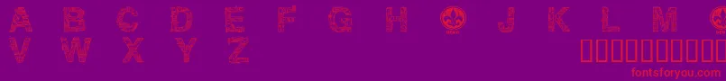 Fonte CfmotherboarddemoRegular – fontes vermelhas em um fundo violeta