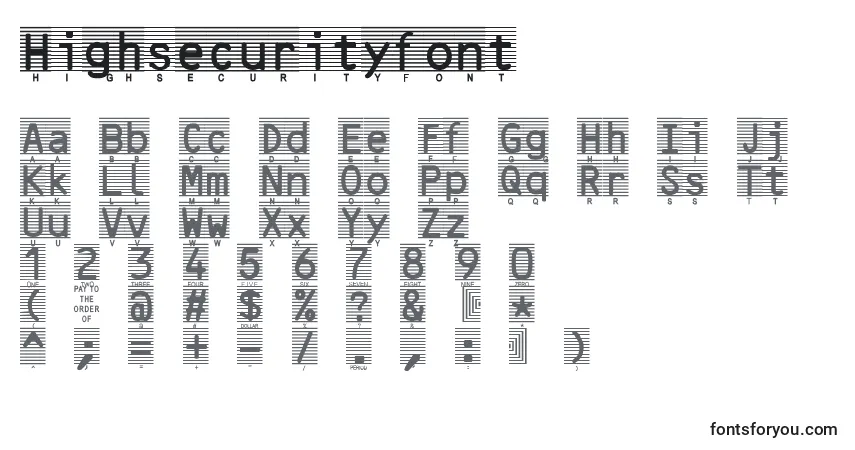 Шрифт Highsecurityfont – алфавит, цифры, специальные символы