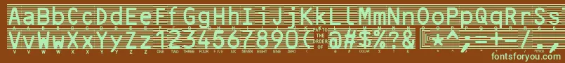 Fonte Highsecurityfont – fontes verdes em um fundo marrom