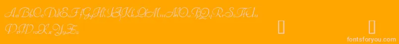 Bienville-Schriftart – Rosa Schriften auf orangefarbenem Hintergrund