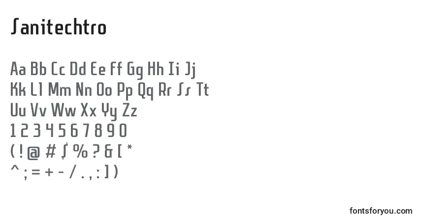 A fonte Sanitechtro – alfabeto, números, caracteres especiais
