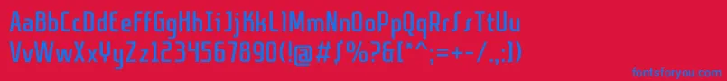 Sanitechtro Font – Blue Fonts on Red Background