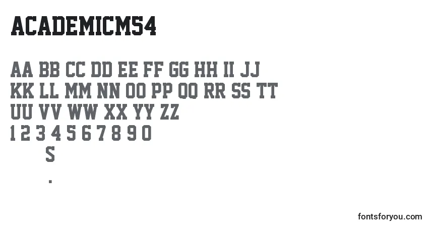 Czcionka AcademicM54 – alfabet, cyfry, specjalne znaki