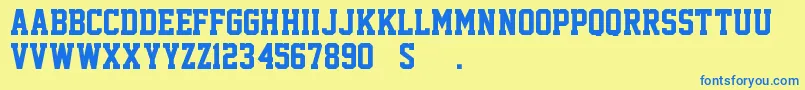 AcademicM54 Font – Blue Fonts on Yellow Background