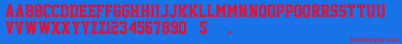 AcademicM54 Font – Red Fonts on Blue Background