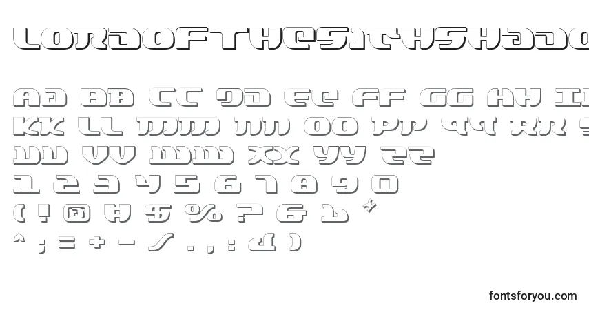 A fonte LordOfTheSithShadow – alfabeto, números, caracteres especiais