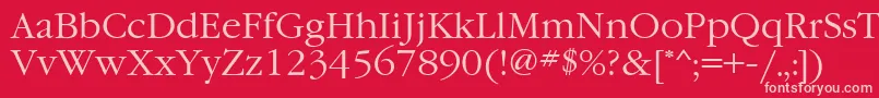 GaramondcttNormal Font – Pink Fonts on Red Background
