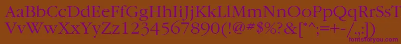 GaramondcttNormal Font – Purple Fonts on Brown Background