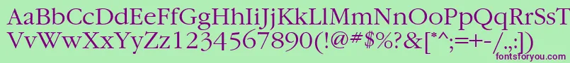 GaramondcttNormal Font – Purple Fonts on Green Background