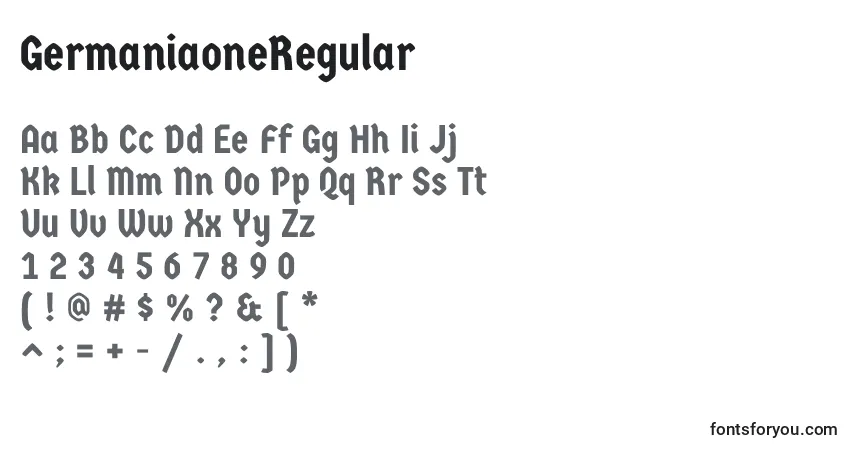 Schriftart GermaniaoneRegular – Alphabet, Zahlen, spezielle Symbole