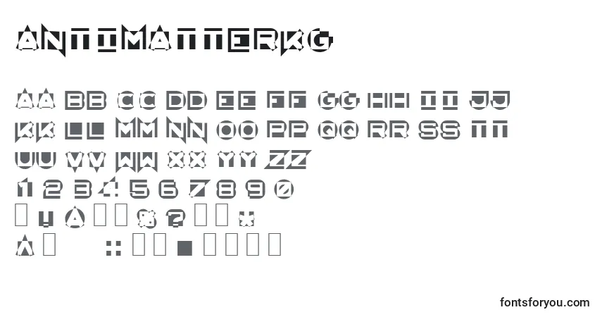 Schriftart AntimatterKg – Alphabet, Zahlen, spezielle Symbole