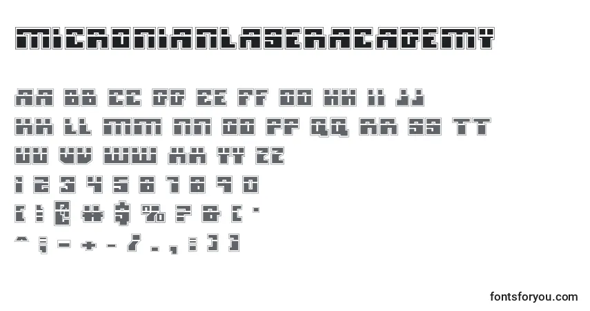 Schriftart MicronianLaserAcademy – Alphabet, Zahlen, spezielle Symbole