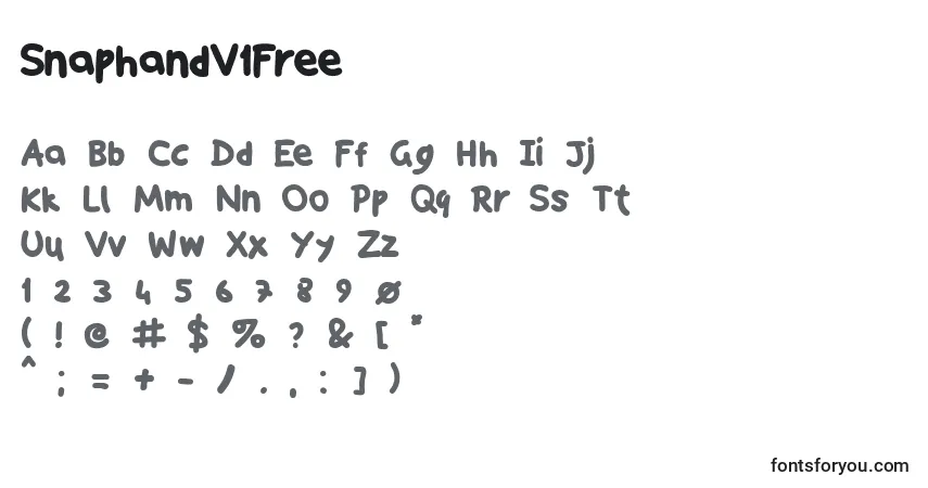 Czcionka SnaphandV1Free – alfabet, cyfry, specjalne znaki