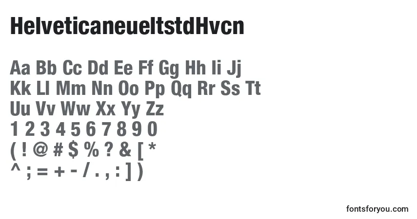 A fonte HelveticaneueltstdHvcn – alfabeto, números, caracteres especiais