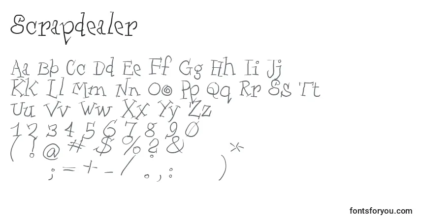 Schriftart Scrapdealer – Alphabet, Zahlen, spezielle Symbole