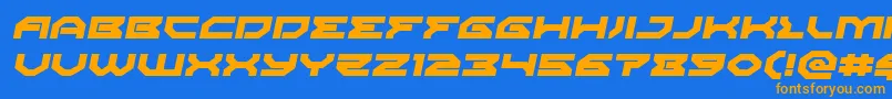 Weitere Informationen zur Xenodemonexpandital-Schriftart Xenodemonexpandital-Schriftart – Orangefarbene Schriften auf blauem Hintergrund
