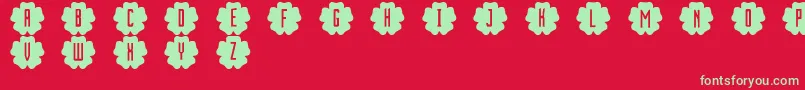 Pickledpansies-Schriftart – Grüne Schriften auf rotem Hintergrund