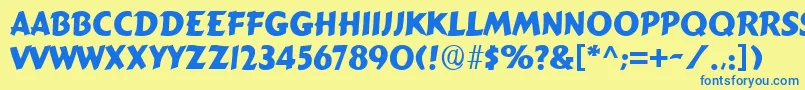 SignboardRegular-Schriftart – Blaue Schriften auf gelbem Hintergrund