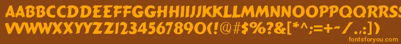 SignboardRegular-Schriftart – Orangefarbene Schriften auf braunem Hintergrund