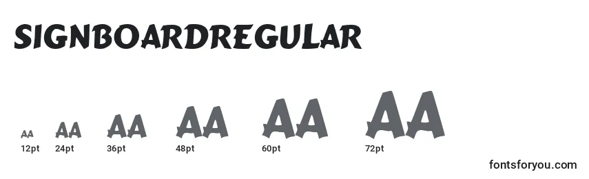 Размеры шрифта SignboardRegular