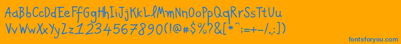 PfkidsproGradefive-Schriftart – Blaue Schriften auf orangefarbenem Hintergrund