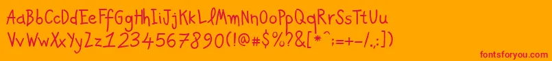 Fonte PfkidsproGradefive – fontes vermelhas em um fundo laranja