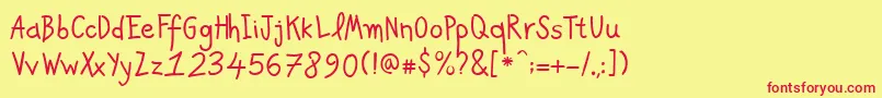 PfkidsproGradefive Font – Red Fonts on Yellow Background