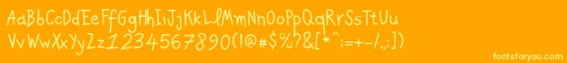 Czcionka PfkidsproGradefive – żółte czcionki na pomarańczowym tle