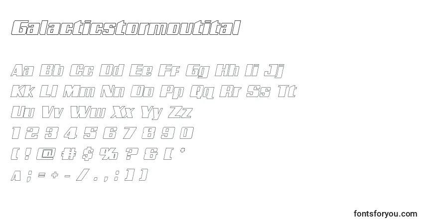 Fuente Galacticstormoutital - alfabeto, números, caracteres especiales