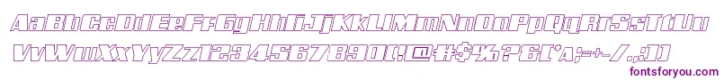 Galacticstormoutital-Schriftart – Violette Schriften auf weißem Hintergrund