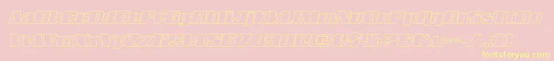 Galacticstormoutital-Schriftart – Gelbe Schriften auf rosa Hintergrund