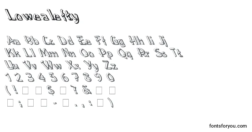 Lowealeftyフォント–アルファベット、数字、特殊文字