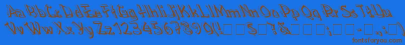 Lowealefty-Schriftart – Braune Schriften auf blauem Hintergrund